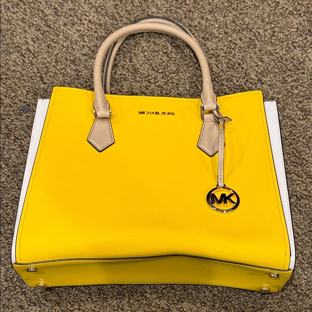 Michael Kors Vibrant Yellow and White Tote